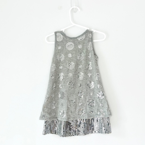 Sofi Clothing Toddler Girl's Sequins Sleeveless Jersey Dress Gray Silver 3T - Picture 3 of 11